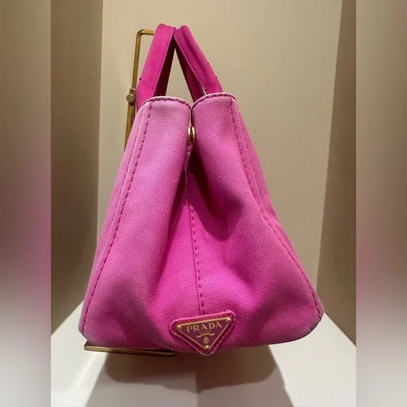 Prada Pink Canapa Canvas Tote Bag